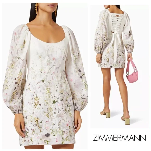 melody lace up short dress Zimmermann Dress Hire Zimmermann Melody Shorts Zimmermann Melody Lace Up  Short Dress Burgundy Floral Size The